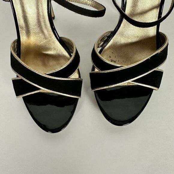 Lilly Pulitzer Bella Black Gold Strappy Heel size 7.5M - Picture 6 of 14
